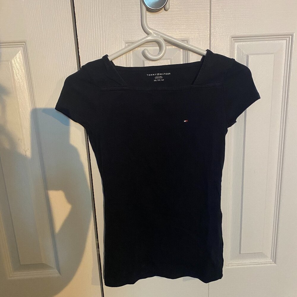 Square Neck Navy Tommy Hilfiger Short Sleeve